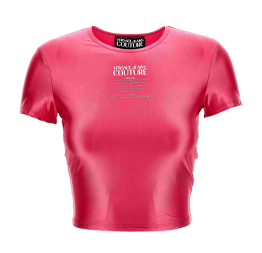 Playera o blusa para mujer Versace Jeans Couture crop top rosa