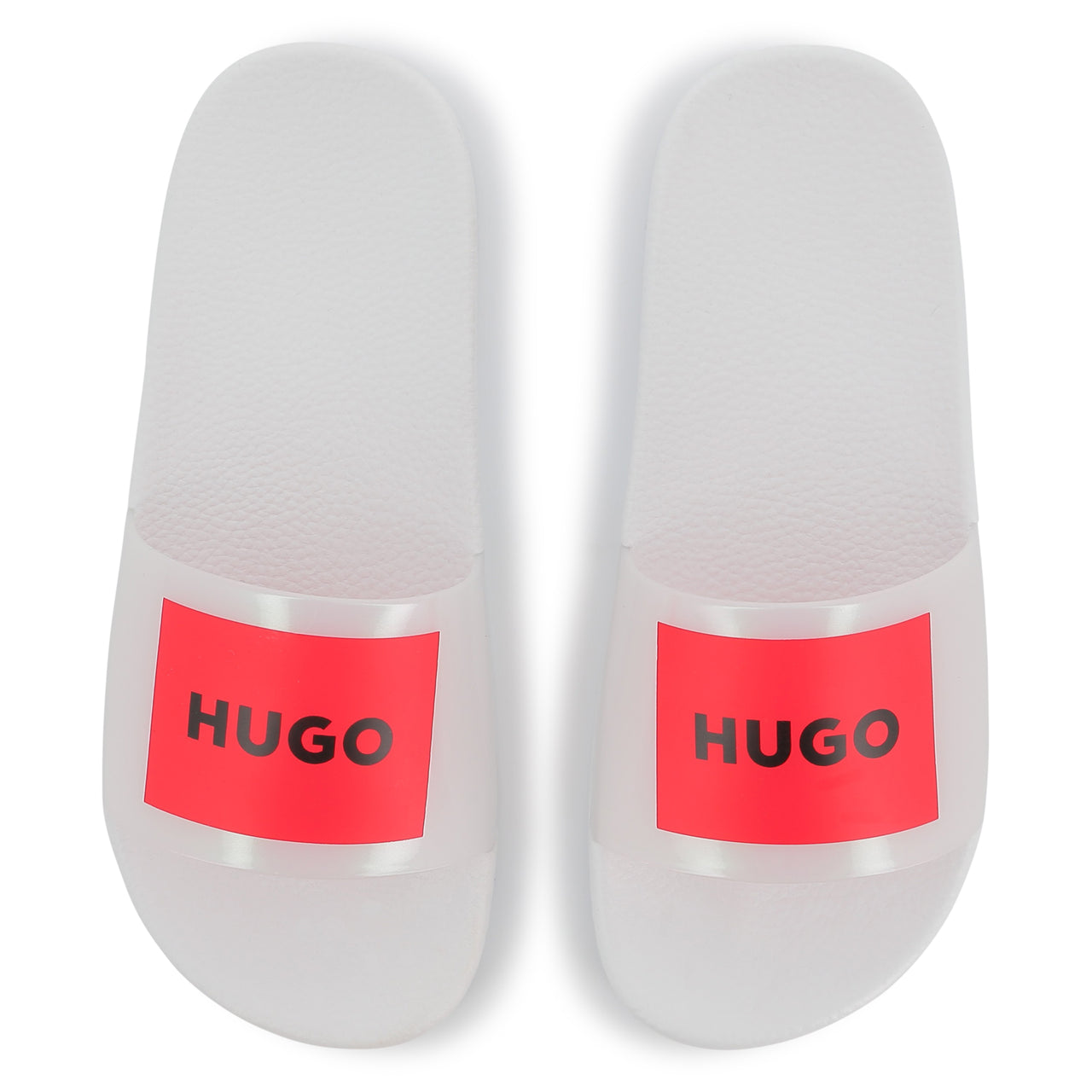 HUGO Sandalia o chancla para niño y adolescente color blanco, logo rojo al frente