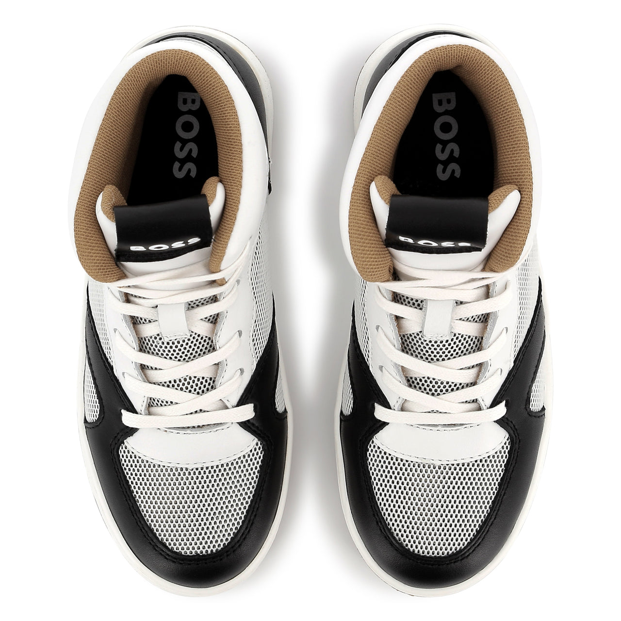 HUGO Tenis botin para niño y adolescente, blancos detalles en color negro