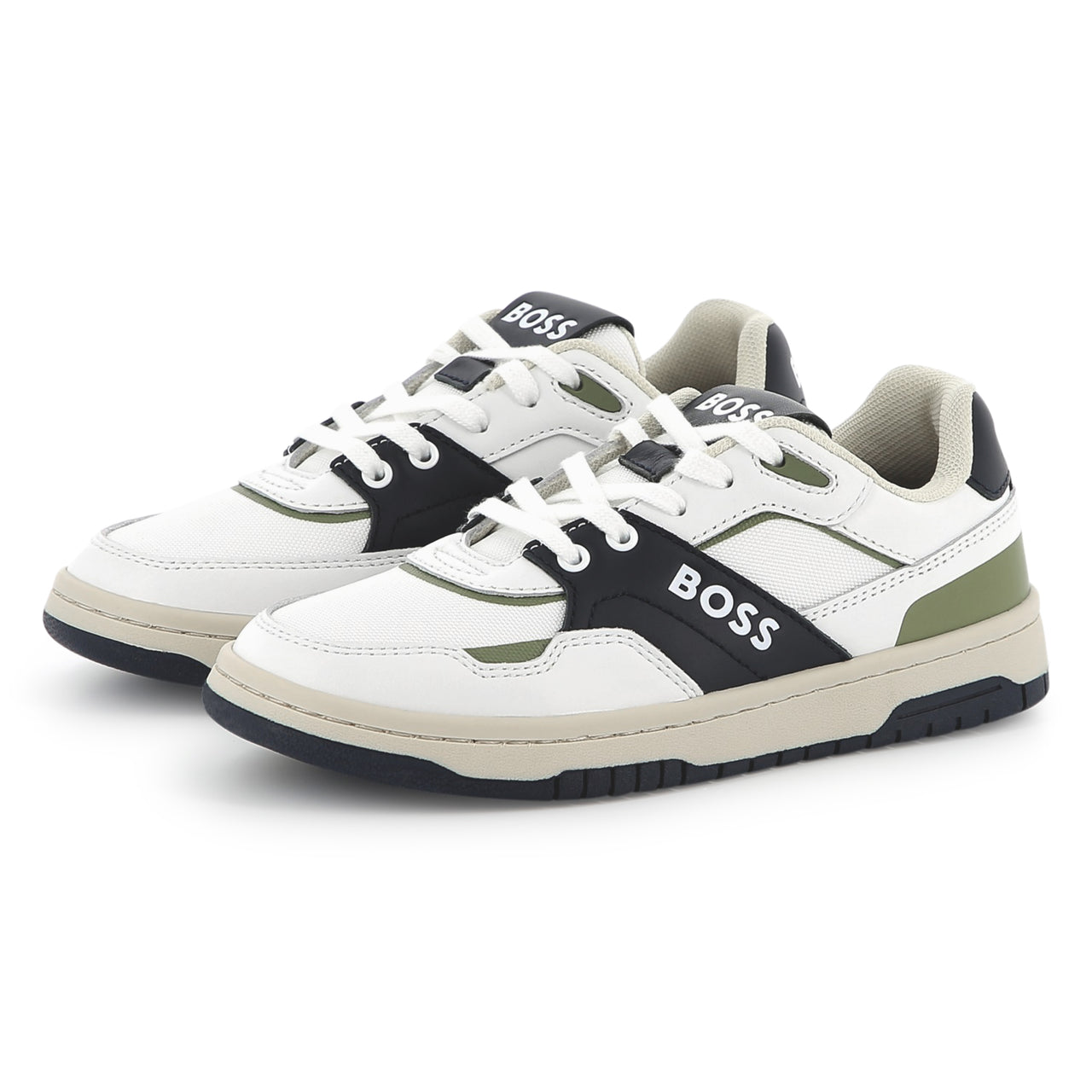 BOSS Tenis para niño y adolescente con agujetas blanco detalles en diferentes colores
