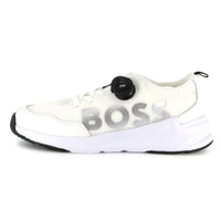 Thumbnail for BOSS Tenis para niño sin agujetas color blanco, ajustable logo BOSS al costado