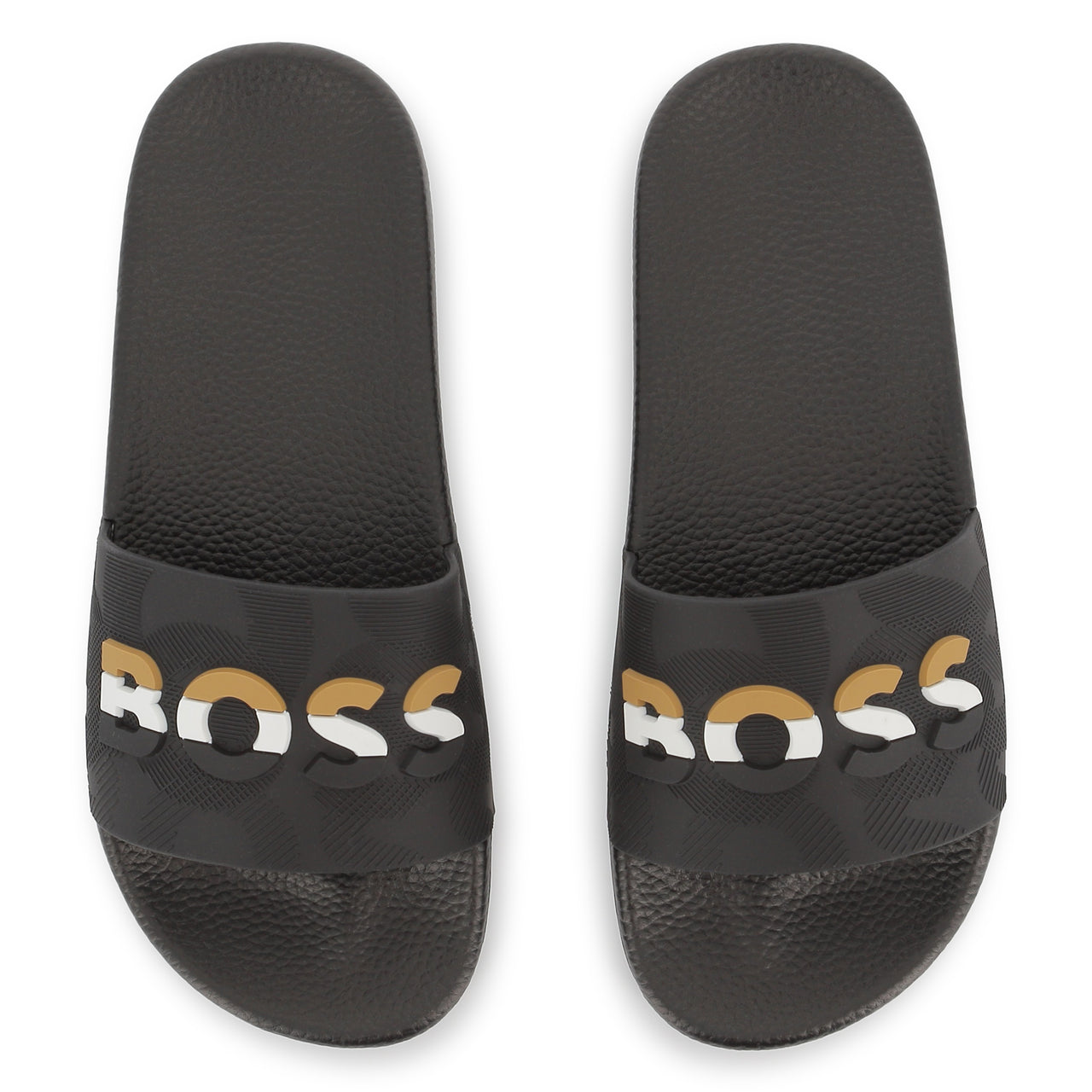 Sandalia o Chanclas Boss para niño y teen Marino logo tribandaNEGRA
