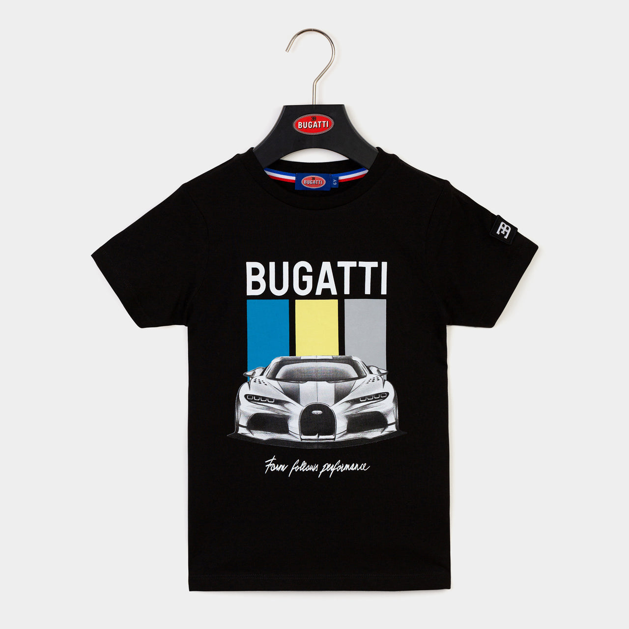 Playera Bugatti negra para niño y adolescente