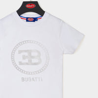 Thumbnail for Playera Bugatti blanca para niño y adolescente