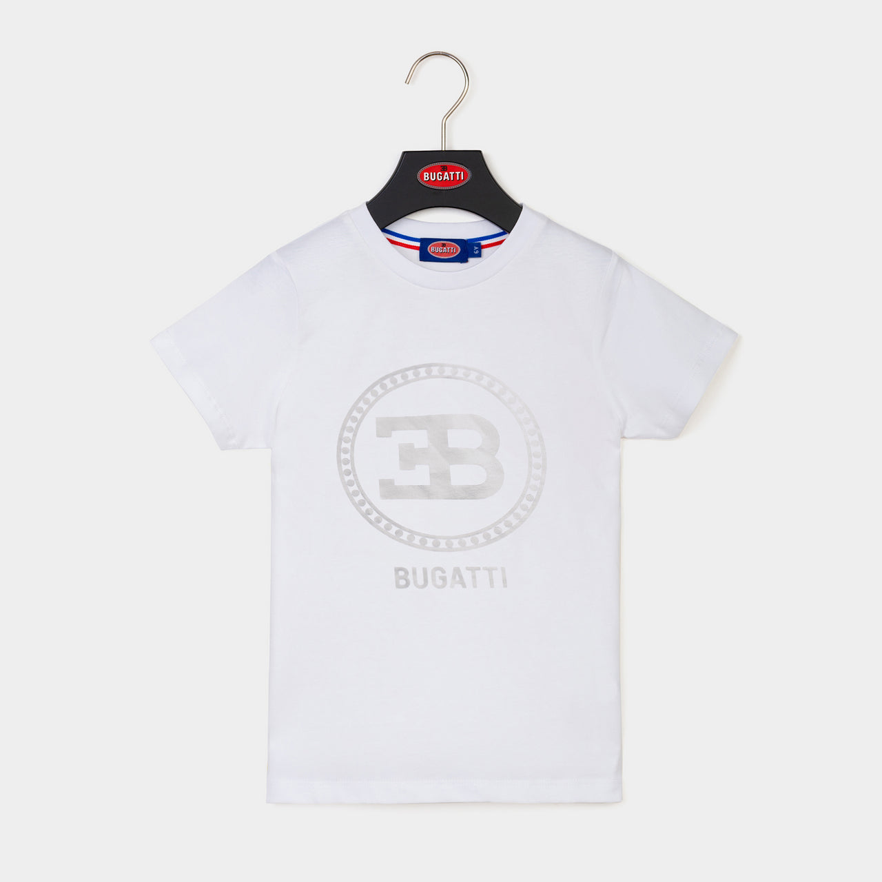 Playera Bugatti blanca para niño y adolescente