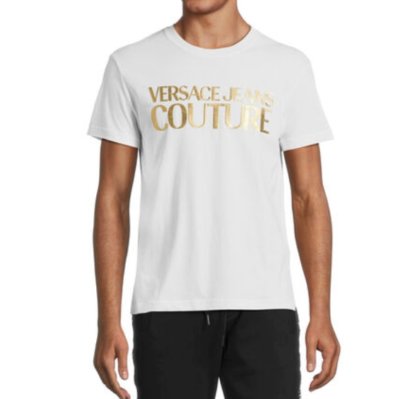 Playera Versace Jeans Couture para Hombre blanca logo foil oro