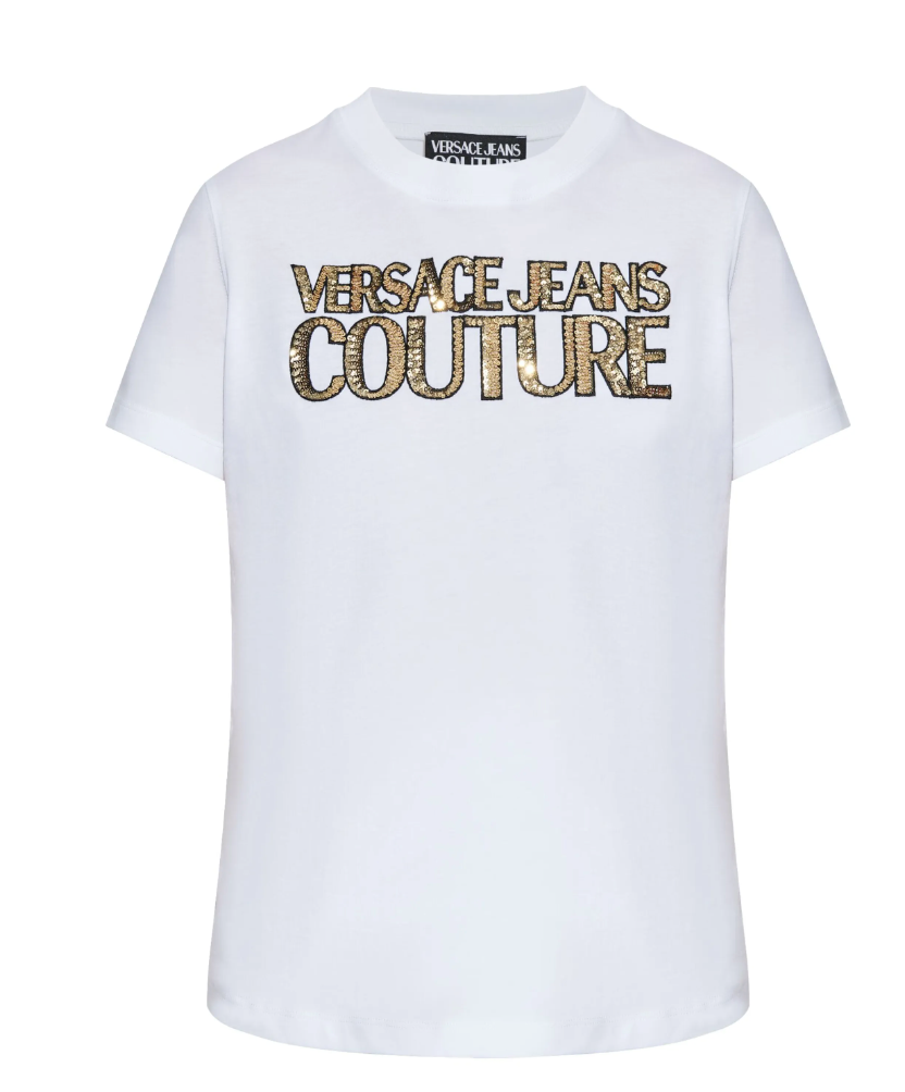 Playera Versace Jeans Couture para mujer logo lentejuelas