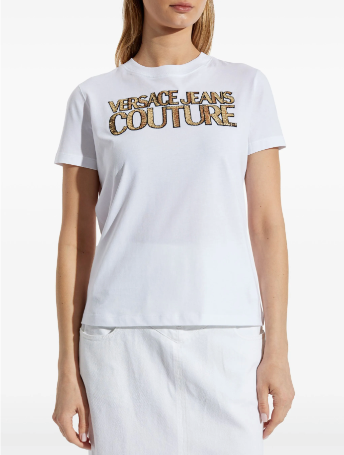 Playera Versace Jeans Couture para mujer logo lentejuelas