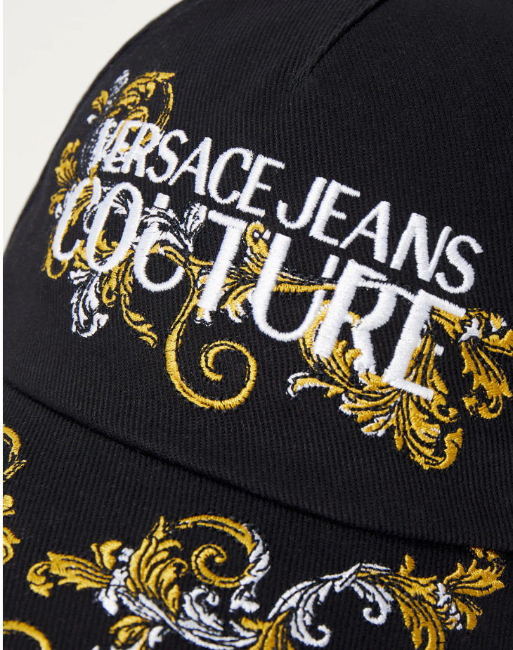 Gorra Versace negra para mujer bordado grecas