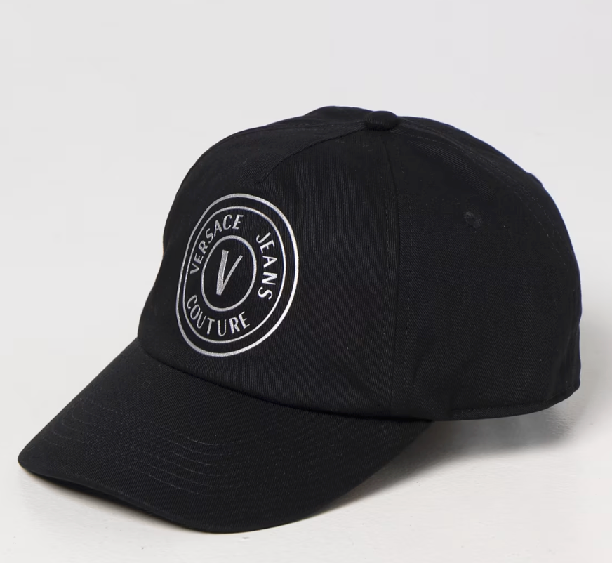 Gorra Versace negra bordado circulo plata bordado