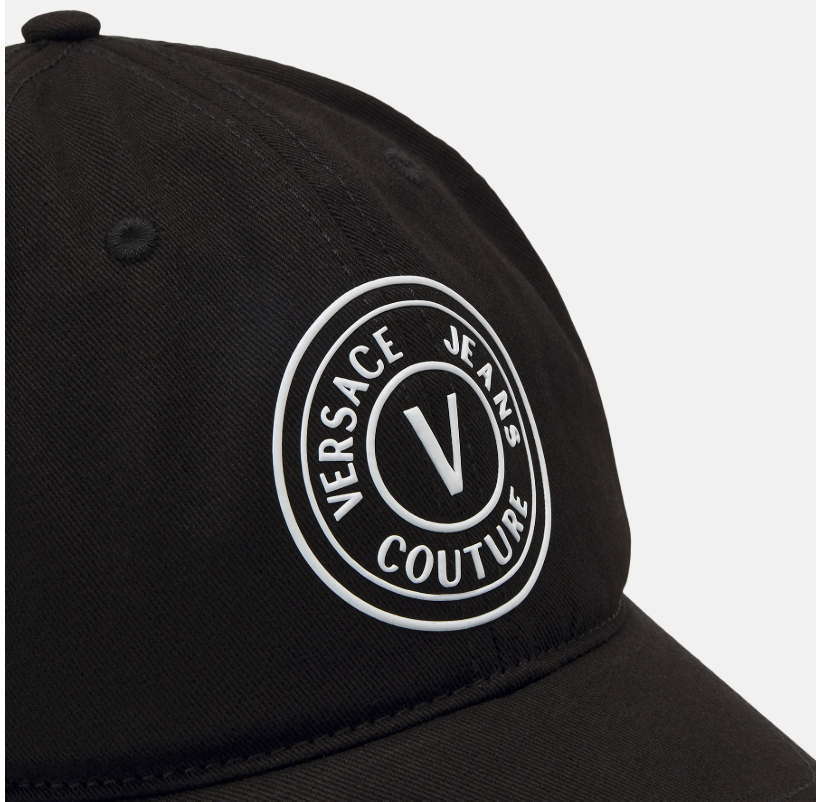 Gorra Versace negra bordado circulo plata bordado