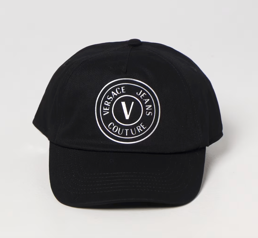 Gorra Versace negra bordado circulo plata bordado