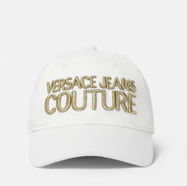 Gorra Versace blanca bordado oro
