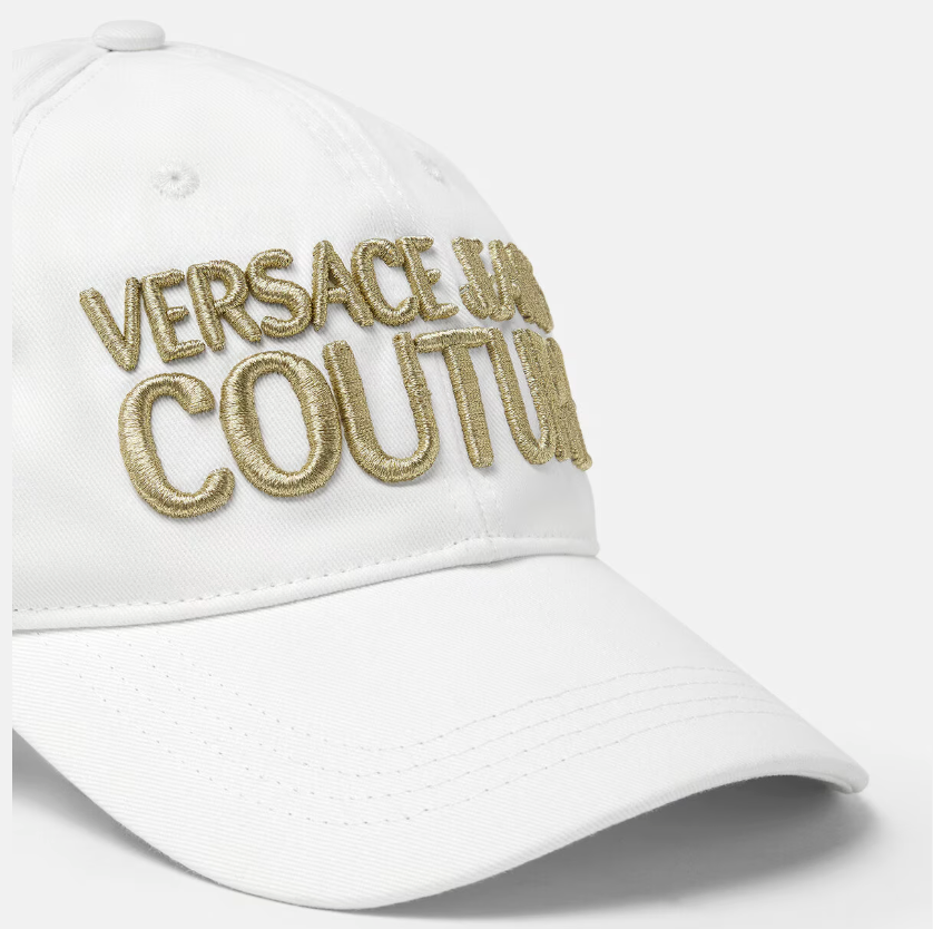 Gorra Versace blanca bordado oro