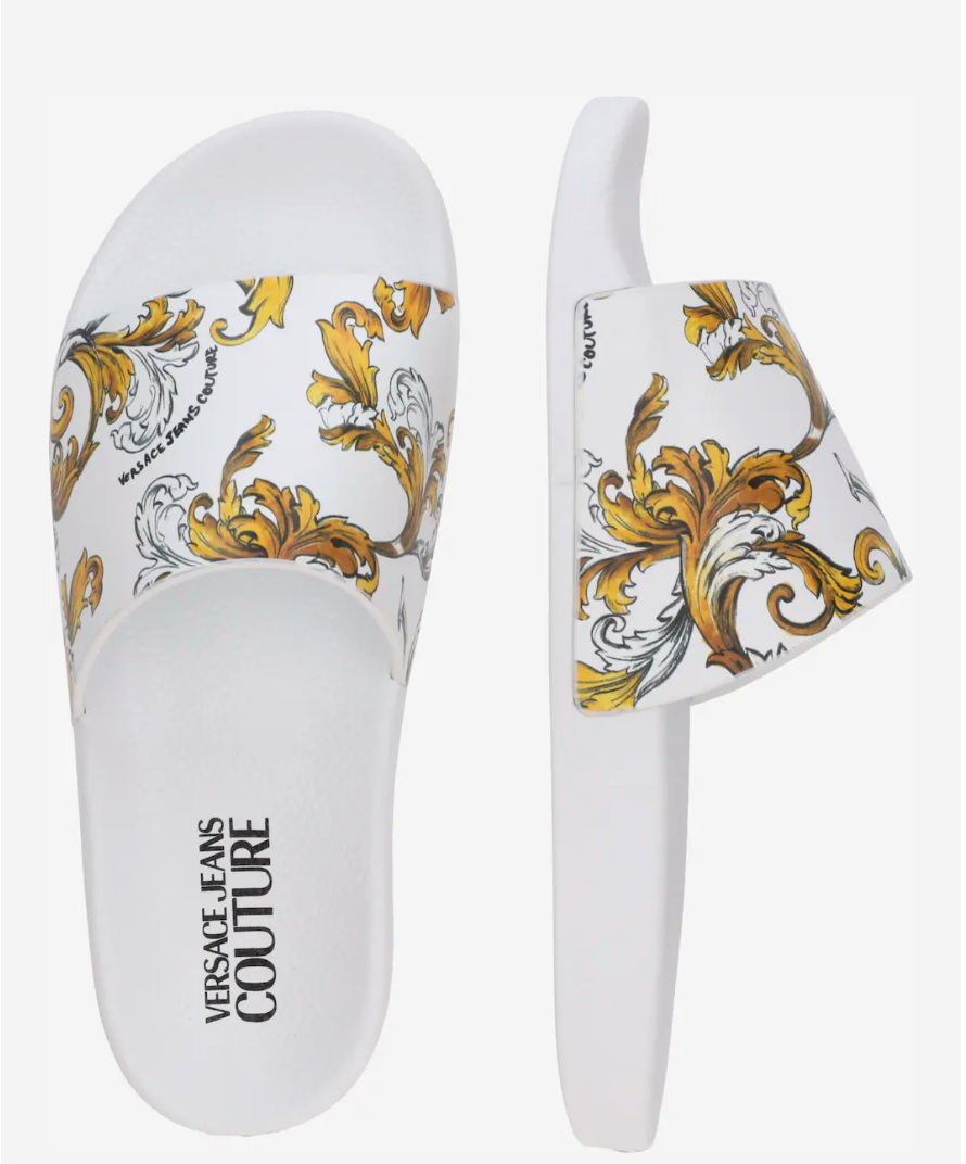 Sandalia Versace Jeans Couture para mujer blanca grecas