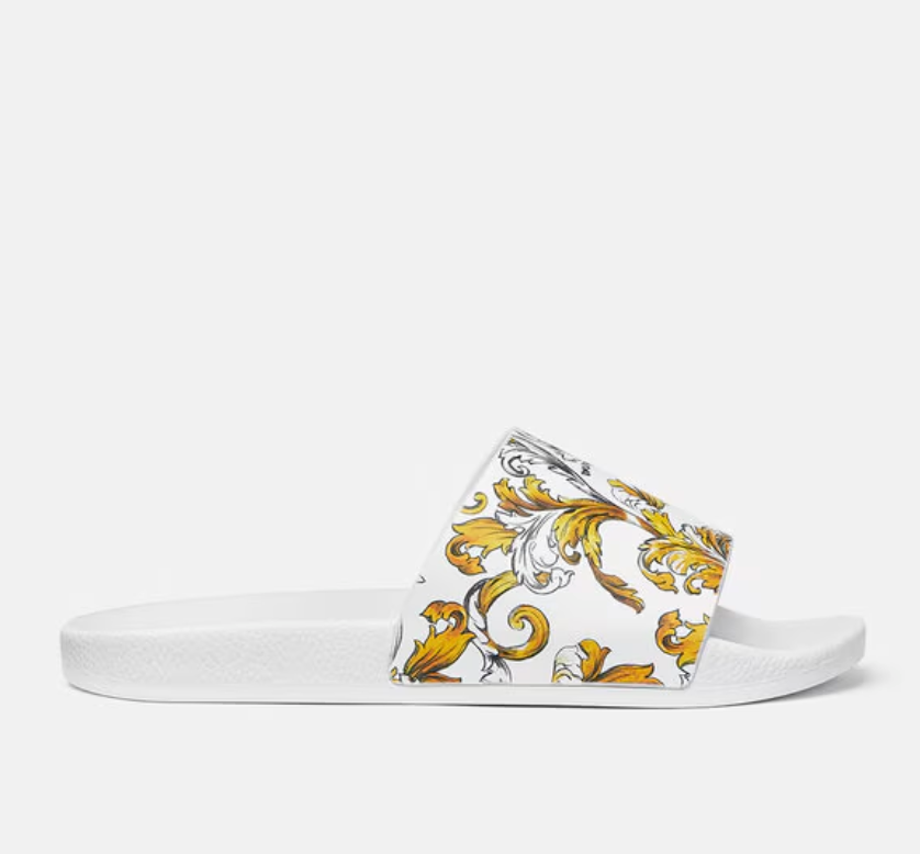 Sandalia Versace Jeans Couture para mujer blanca grecas