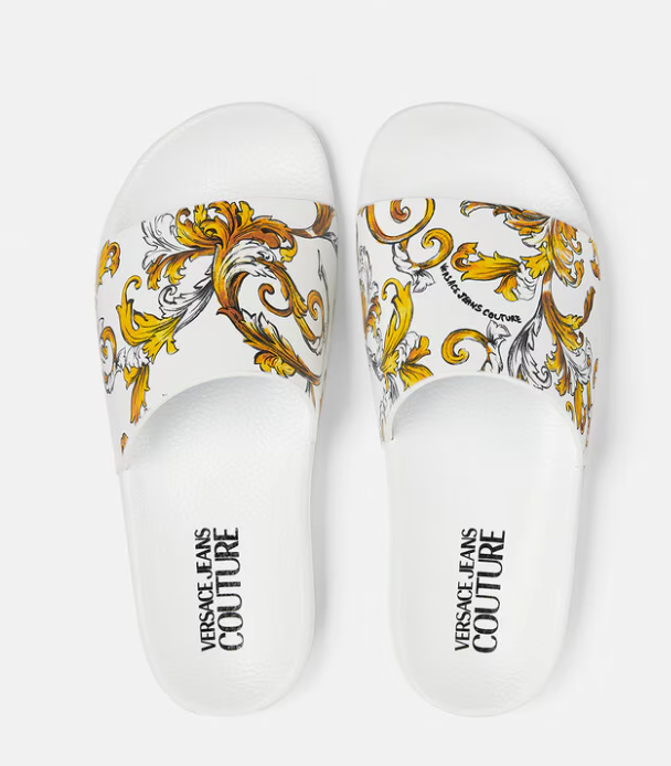 Sandalia Versace Jeans Couture para mujer blanca grecas