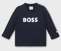Thumbnail for BOSS playera para bebé manga larga color azul marino