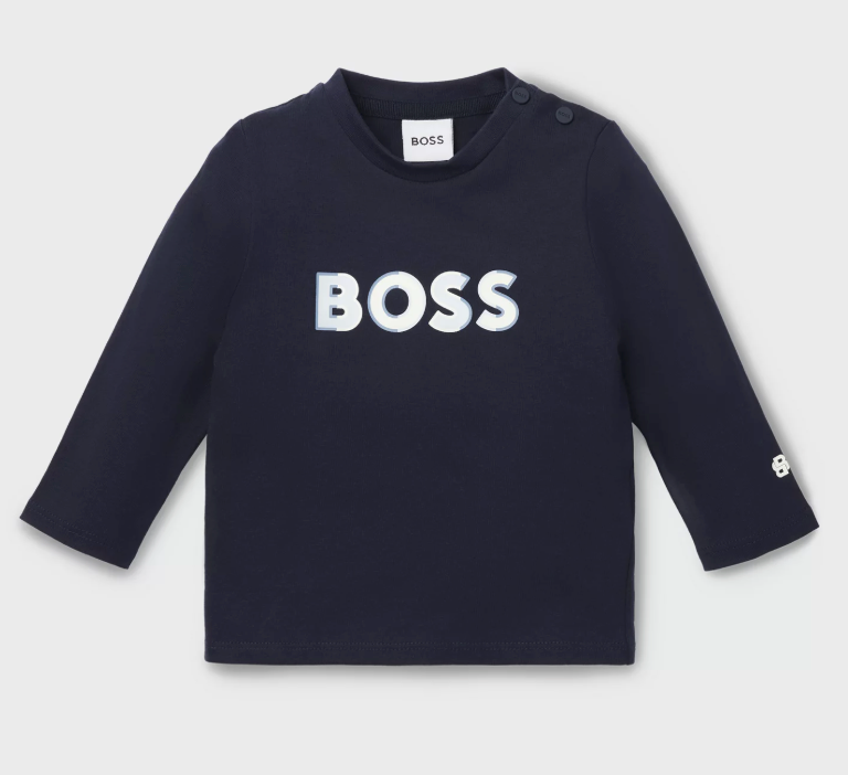 BOSS playera para bebŽ manga larga color azul marino