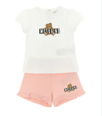 Thumbnail for MOSCHINO Set de short con playera bebe niña rosa y blanco