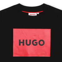 Thumbnail for HUGO Playera para niño y teen Color negro, logo al frente en rojo, permanent