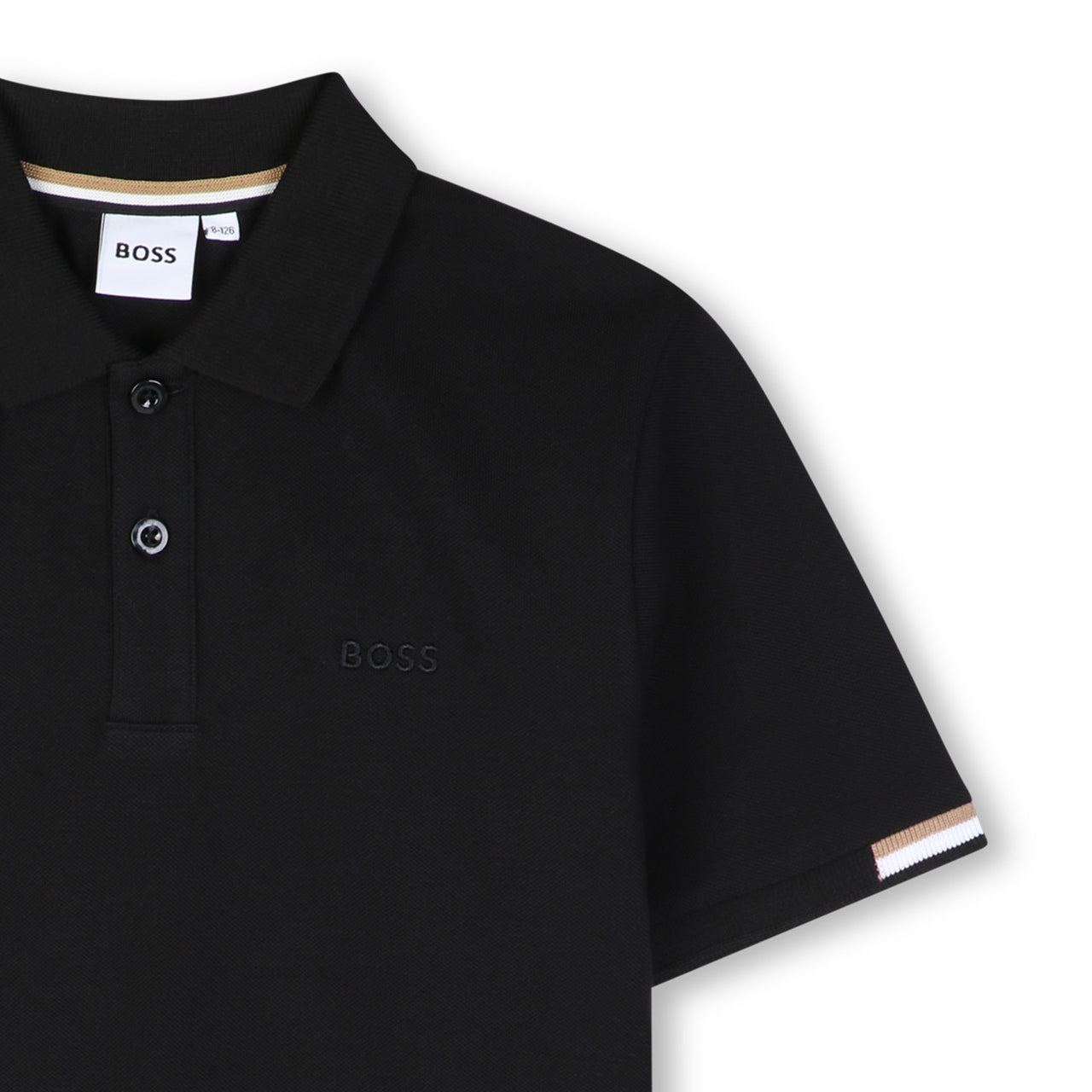 BOSS Polo para niño y teen negra tribanda en mangase