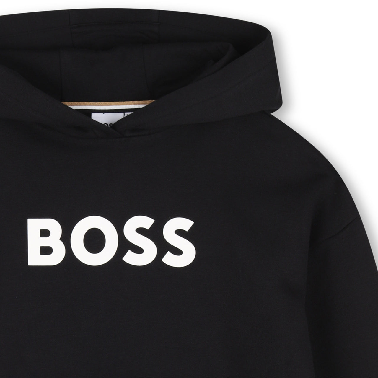 BOSS sudadera Hoodie para niño y teen negra, logo al frente