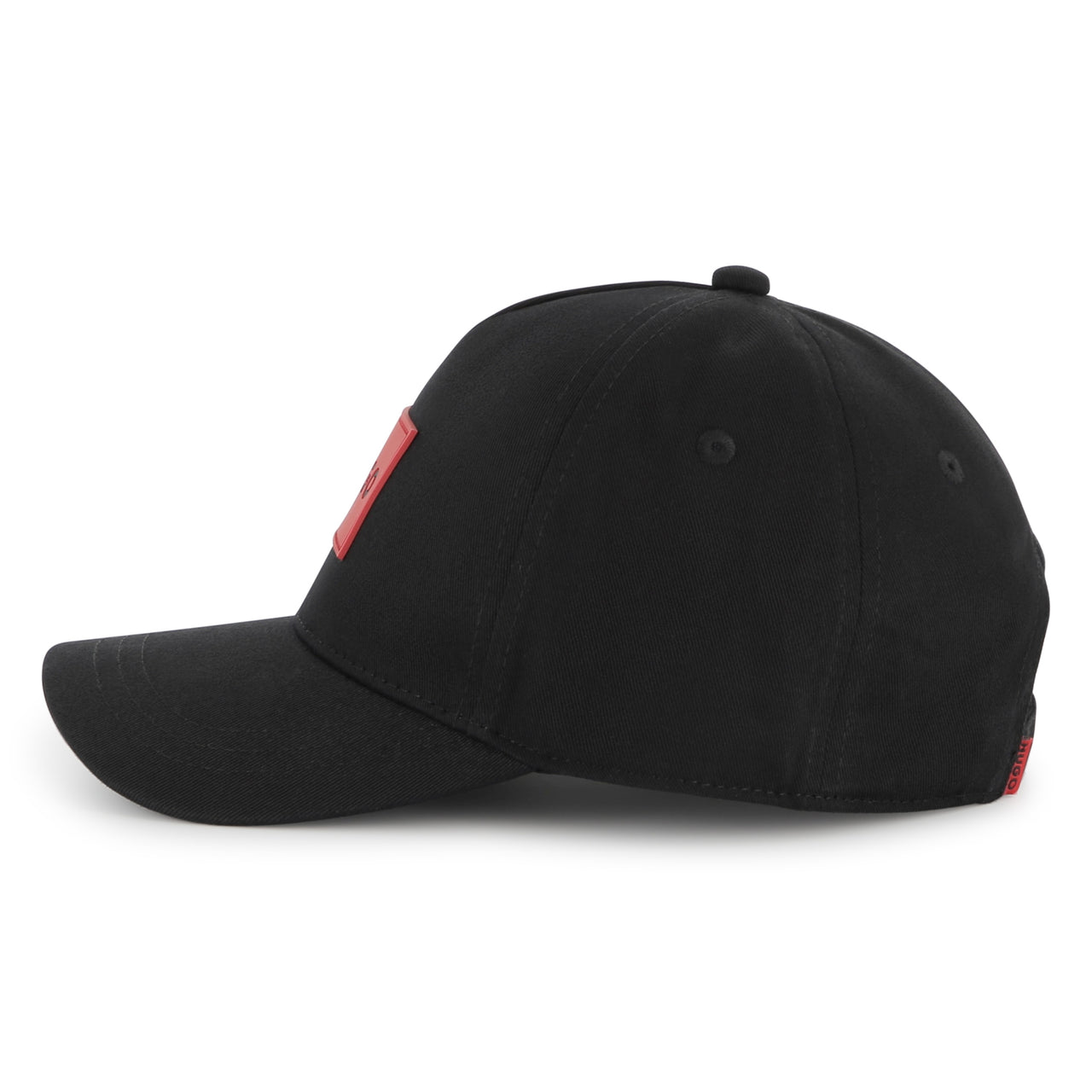 HUGO Gorra o cachucha para niño y adolescente negra aplicación logo rojo