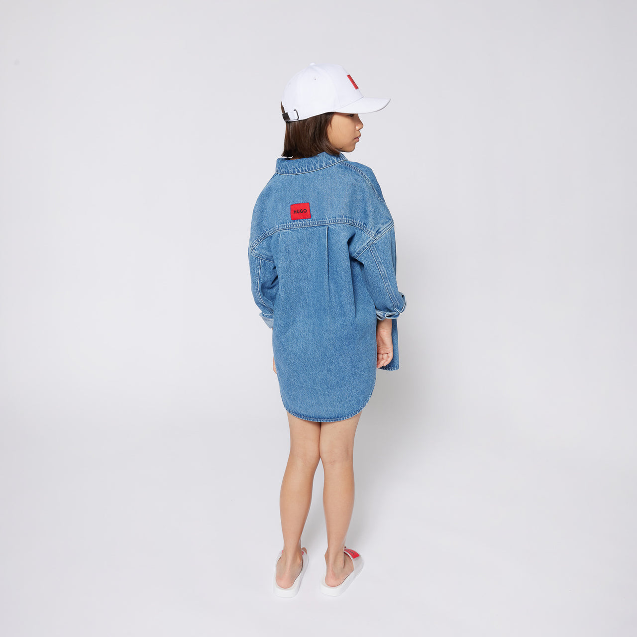HUGO Gorra o cachucha para niño y adolescente unisex blanca aplicación logo rojo