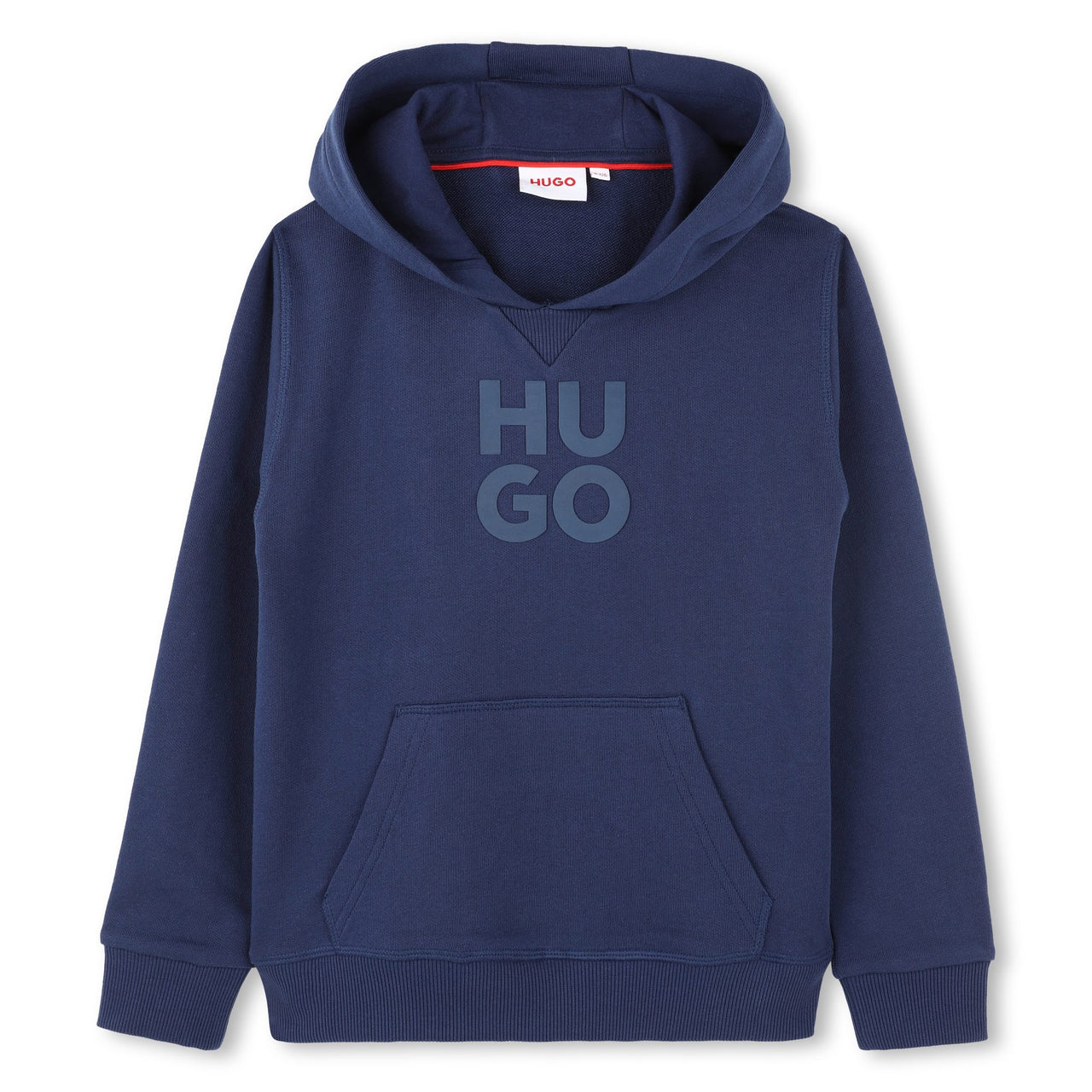 HUGO Sudadera para niño adolescente con capucha azul logo al tono en relieve
