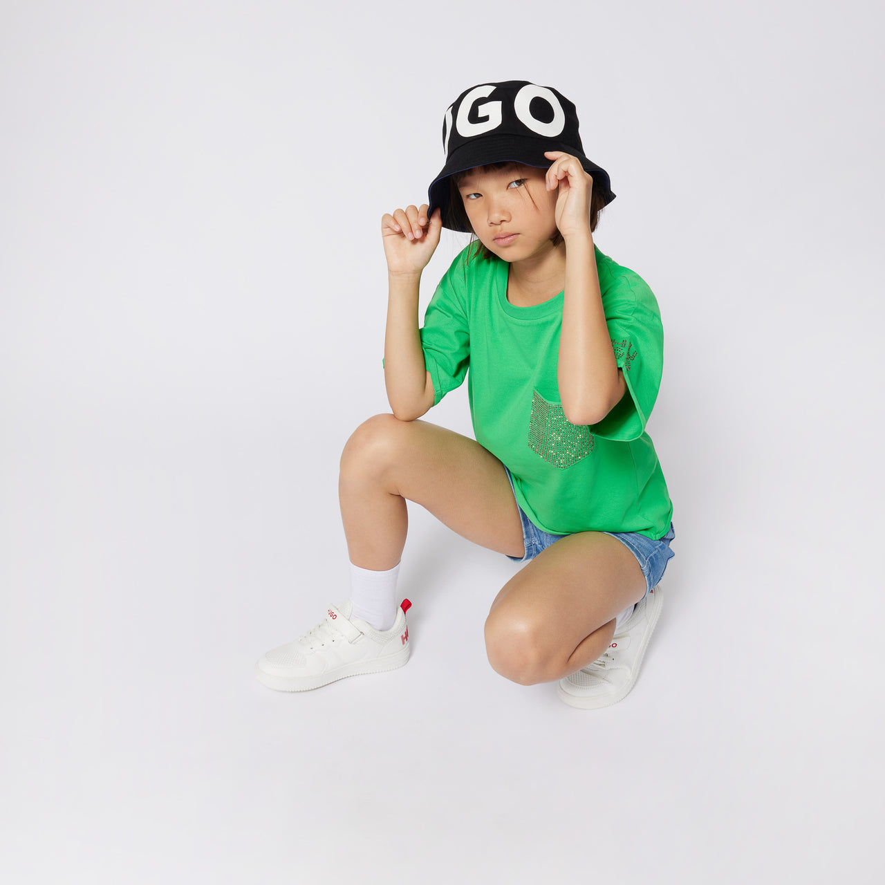 HUGO Short para niña y adolescente logo en cintura