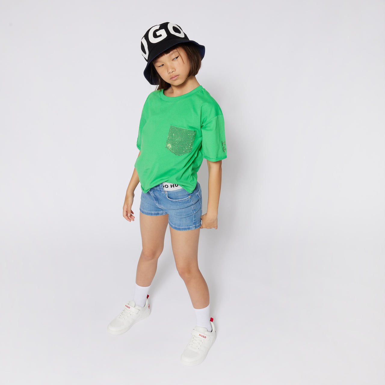 HUGO Short para niña y adolescente logo en cintura