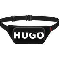 Thumbnail for HUGO Cangurera o rossbody, para niño y adolescente color negro logo blanco estampado