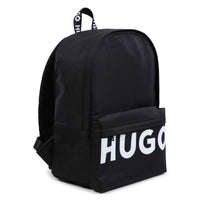 Thumbnail for HUGO Backpack o mochila, para niño y adolescente color negro logo blanco estampado
