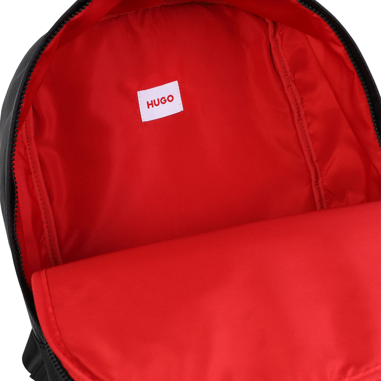 HUGO Backpack o mochila, para niño y adolescente color negro logo blanco estampado