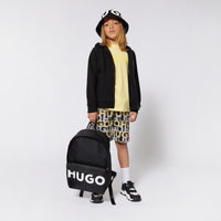 Thumbnail for HUGO Backpack o mochila, para niño y adolescente color negro logo blanco estampado