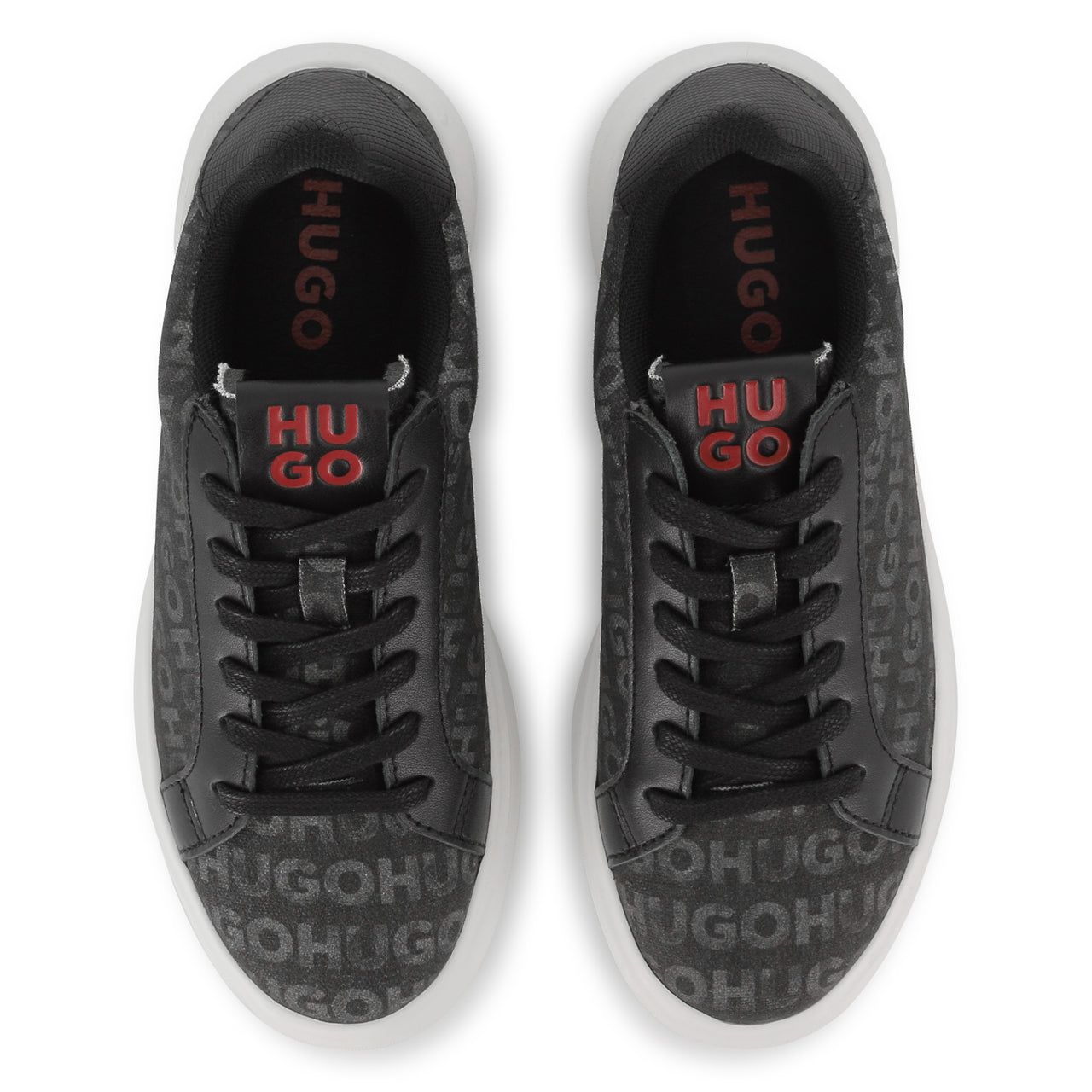 HUGO Tenis para niño y adolescente, all over logo unisex color negro