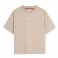 Thumbnail for HUGO Playera para niño y teen beige pequeño logo al frente