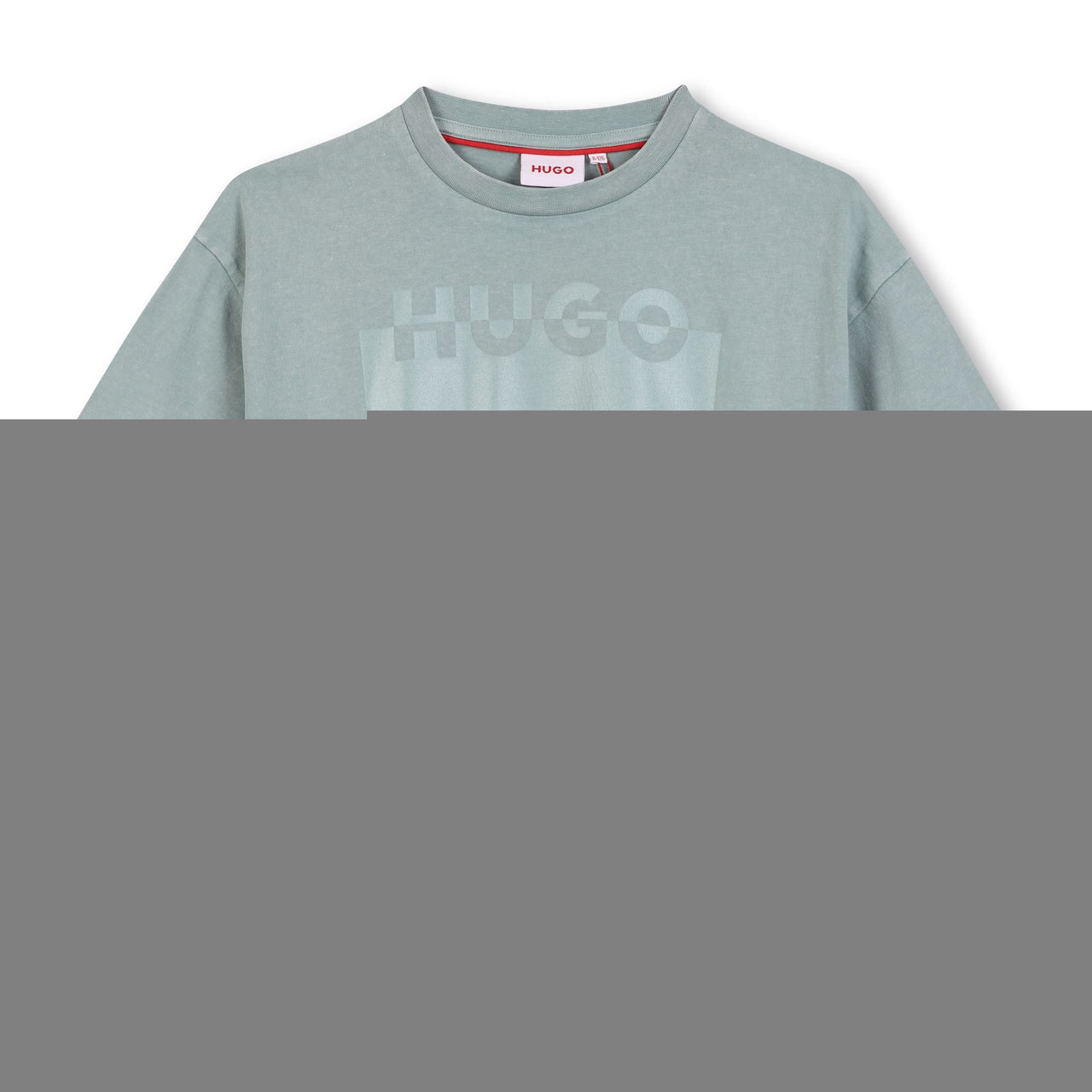 HUGO Playera para niño y teen gris logo al tono al frente