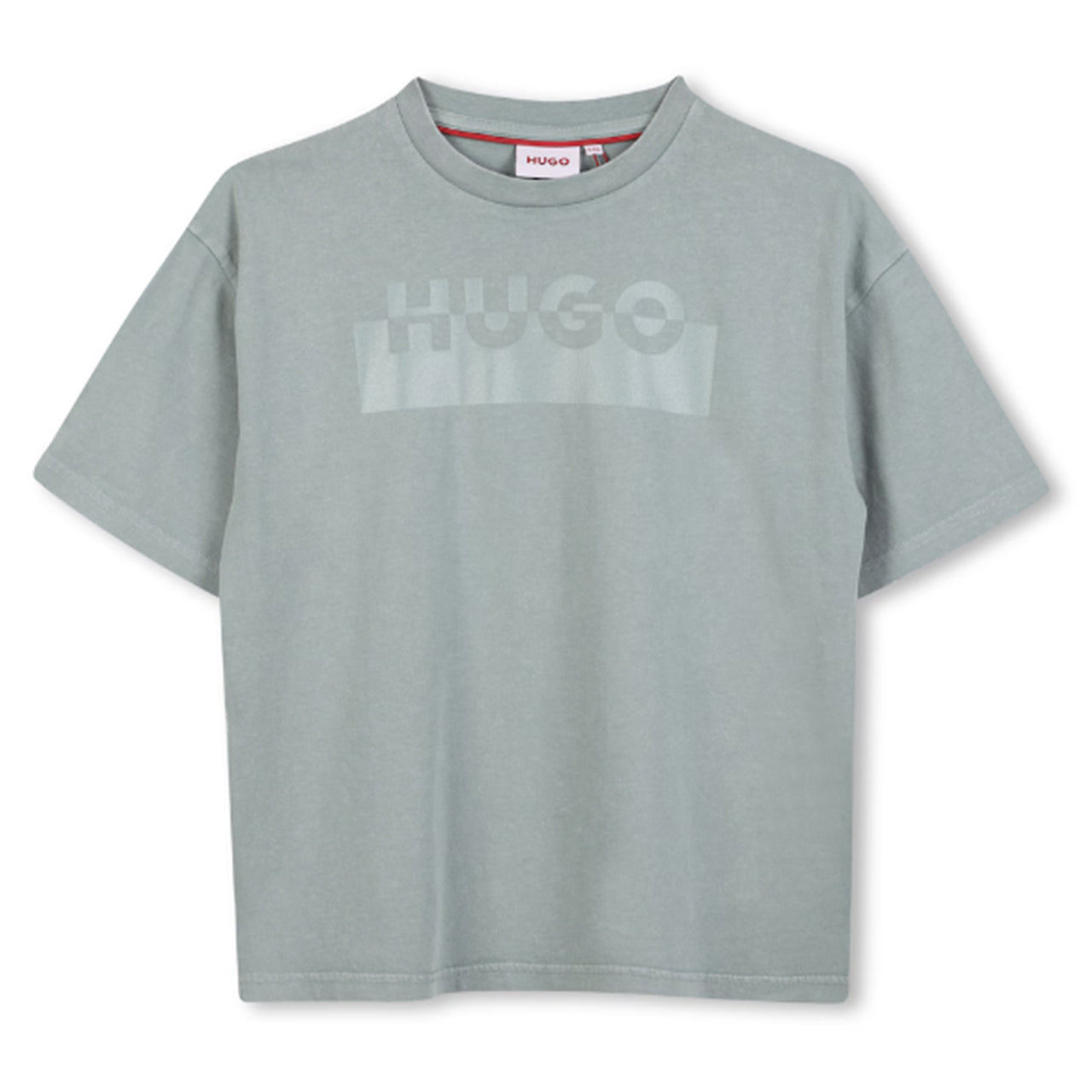 HUGO Playera para niño y teen gris logo al tono al frente