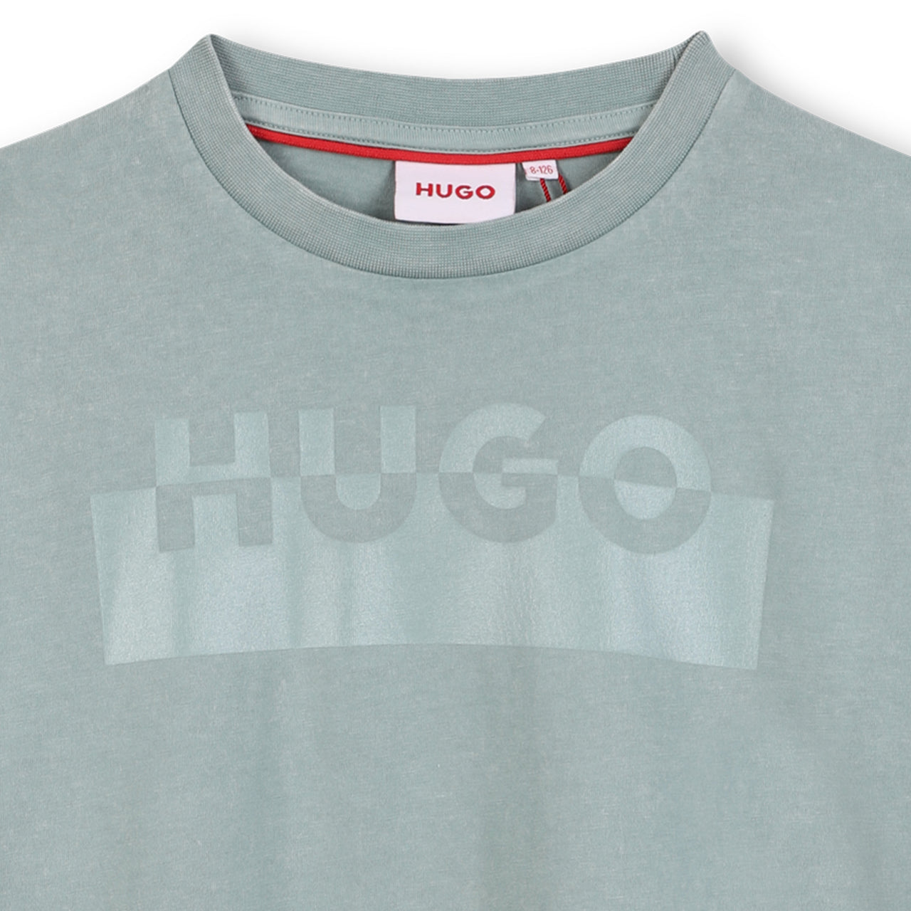 HUGO Playera para niño y teen gris logo al tono al frente