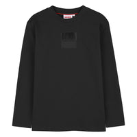 Thumbnail for HUGO Playera para niño y teen negra logo al tono al frente manga larga