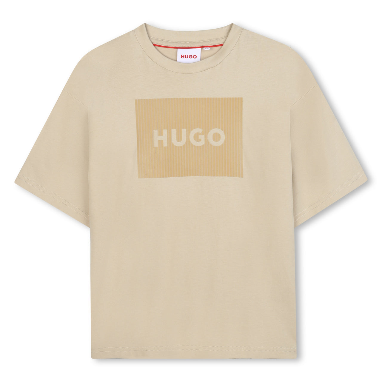 HUGO Playera para niño y teen beige logo al tono al frente
