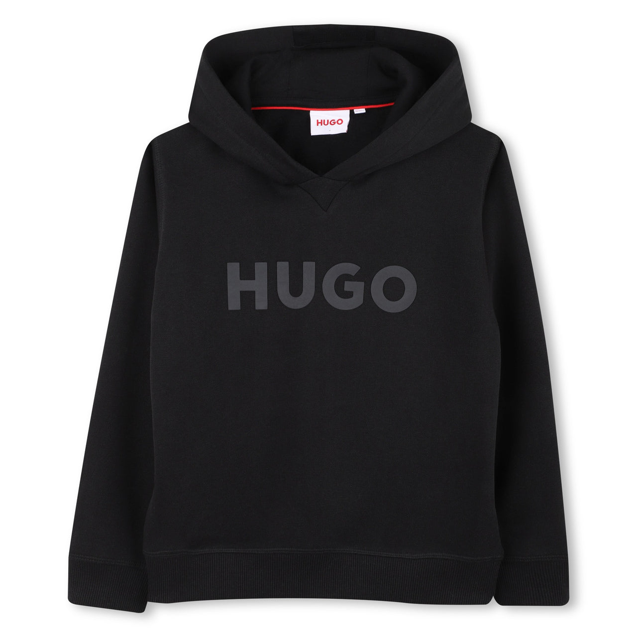HUGO Sudadera o hoodie para niño y teen negra logo al tono al frente