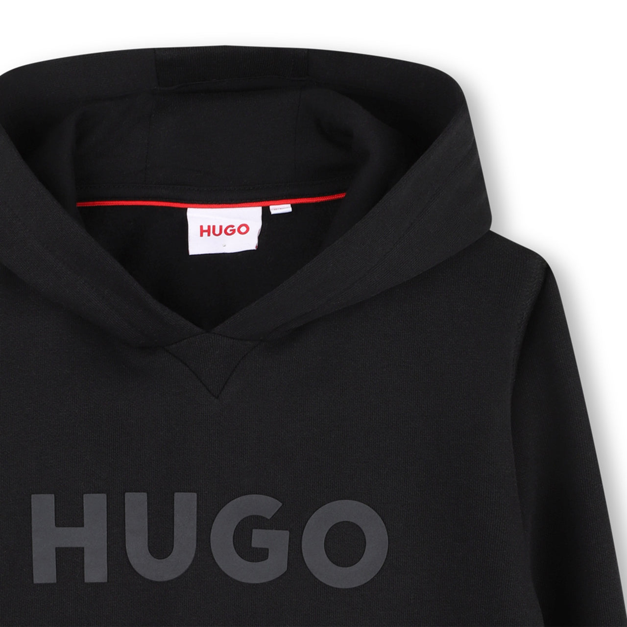 HUGO Sudadera o hoodie para niño y teen negra logo al tono al frente