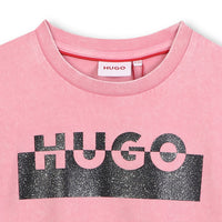 Thumbnail for HUGO Playera rosa para niña y teens logo con glitter al frente