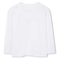 Thumbnail for HUGO Playera para niña y teen blanca manga larga logo al frente
