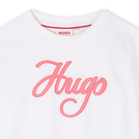 Thumbnail for HUGO Playera para niña y teen blanca manga larga logo al frente