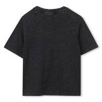 Thumbnail for HUGO Playera para niña y teen corta negra logo al frente