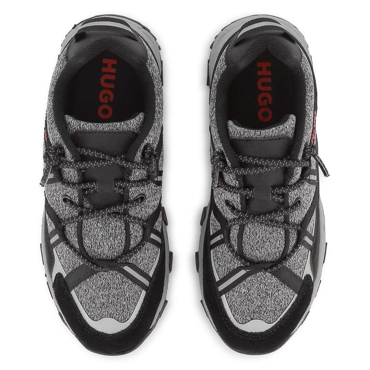 HUGO Tenis para niño y teen color gris y negro agujetas cruzadas